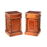 PAIR OF MAHOGANY BEDSIDE PEDESTALS