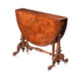 VICTORIAN BURR WALNUT SUTHERLAND TABLE