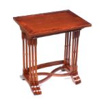 INLAID MAHOGANY NEST OF THREE TABLES