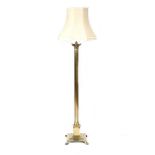 BRASS CORINTHIAN PILLAR STANDARD LAMP & SHADE