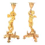 PAIR OF ORMOLU CANDLESTICKS