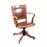 ANTIQUE OAK REVOLVING DESK CHAIR