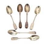 SIX SILVER TEA SPOONS