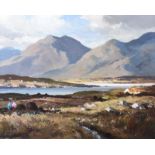 Maurice Canning Wilks ARHA RUA - TURF GATHERING, CONNEMARA - Oil on Canvas - 16 x 20 inches -