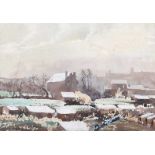 Joseph Stocks - ALLOTMENTS, JANUARY - Watercolour Drawing - 11 x 16 inches - Signed