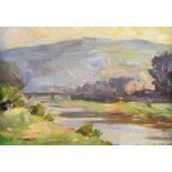 Estella Frances Solomons - THE RIVERBANK - Oil on Board - 8 x 11 inches - Signed in Monogram