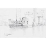 Colin H. Davidson - LOWERING THE SECTION - Pencil on Paper - 5 x 8 inches - Signed