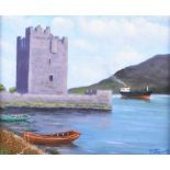 Sean Loughrey - BOATS AT NARROW WATER CASTLE - Oil on Board - 10 x 12 inches - Oil on Board -