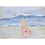 Marie Carroll - SUMMER ON THE BEACH - Oil on Board - 8 x 11 inches - Signed