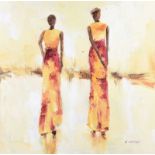 African School - CATWALK QUEENS - Oil on Canvas - 29.5 x 29.5 inches - Unsigned