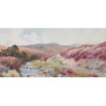 Arthur Varney - MOORS NEAR BARDEN TOWERS, YORKSHIRE - Watercolour Drawing - 7 x 14 inches - Signed