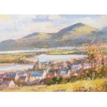 Colin Gibson - THE MOURNES FROM DUNDRUM CASTLE - Oil on Board - 12 x 16 inches - Signed