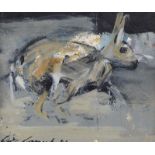 Con Campbell - RUNNING HARE - Oil on Board - 4 x 5 inches - Signed