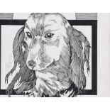 Martin Hassan - STUDY OF A DOG - Pen & Ink Drawing - 4 x 5 inches - Signed