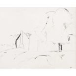 Colin Middleton RHA RUA - HOUSE IN A LANDSCAPE - Pen & Ink Drawing - 9 x 11 inches - Signed in