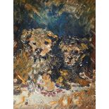 Irish School - TWO NEW PUPS - Oil on Canvas - 11 x 9 inches - Signed