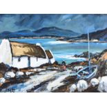 Pat Murphy - WEST OF IRELAND COTTAGES - Oil on Board - 12 x 16 inches - Signed