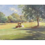 George K. Gillespie - CATTLE RESTING - Oil on Board - 14 x 18 inches - Signed