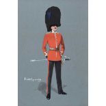 Jack Challenor - IRISH GUARDS - Gouache on Board - 15 x 10 inches - Signed