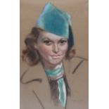 Tom Nisbet, RHA - GIRL IN A GREEN HAT - Pastel on Paper - 18 x 12 inches - Signed