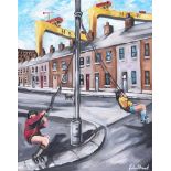 John Stewart - THE OLD LAMPOST SWING - Oil on Canvas - 20 x 16 inches - Signed