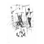 Peter Hutchinson - THE ACROBATS - Limited Edition Black & White Screen Print (3/50) - 14 x 10 inches