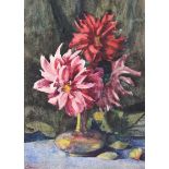 William Conor, RHA RUA - STILL LIFE, DAHLIAS - Watercolour Drawing - 14 x 10 inches - Signed