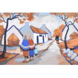 J.P. Rooney - AUTUMN VILLAGE - Oil on Board - 16 x 24 inches - Signed