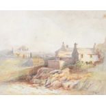 T.B. Fowler - FORESHORE WITH HOUSES - Watercolour Drawing - 9 x 11 inches - Signed