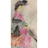 William Conor RHA RUA - SUNDAY BEST - Wax Crayon on Paper - 7 x 4 inches - Unsigned