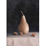 Kevin Meehan - PEAR WITH HAZELNUTS - Oil on Board - 8 x 6 inches - Signed