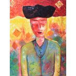 Jane Taylor - A HAT IN THE GAME - Oil on Board - 31 x 23 inches - Signed