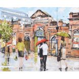 Holly Hansen - WET DAY, SAINT GEORGE'S MARKET, BELFAST - Oil on Board - 20 x 24 inches - Signed