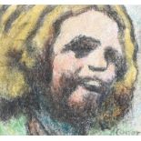 William Conor RHA RUA - LAUGHING MILL GIRL - Wax Crayon on Paper - 7 x 7 inches - Signed