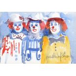 Judith Culfield Walshe - LADY CLOWNS - Watercolour Drawing - 5 x 7 inches - Signed