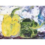 Lynda Cookson - TWO PEPPERS - Oil on Paper - 8 x 11 inches - Signed