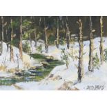 David Peters - WINTER WOODLANDS - Oil on Board - 8 x 11 inches - Signed