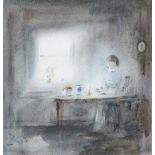 Tom Kerr - COTTAGE INTERIOR - Watercolour Drawing - 9 x 9 inches - Signed