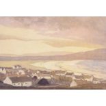 Paul Henry RHA - COTTAGES BY THE SHORE - Coloured Print - 8 x 12 inches - Unsigned