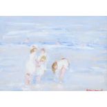 Marie Carroll - GIRLS BY THE SEA - Oil on Board - 8 x 11 inches - Signed