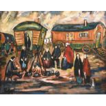 Markey Robinson - TRAVELLERS CAMP - Coloured Print - 5 x 7 inches - Unsigned