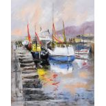 Niall Campion - BOATS AT HOWTH HARBOUR - Oil on Canvas - 20 x 16 inches - Signed