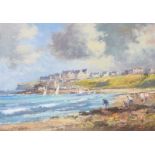 Colin Gibson - BEACH COMBERS, PORTBALLINTRAE, COUNTY ANTRIM - Oil on Board - 8 x 11 inches - Signed