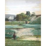 Edward Henry Fahey RI - LANDSCAPE WITH CHURCH, SURREY -Watercolour Drawing - 18 x 14 inches -