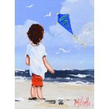 Michelle Carlin - YOUNG BOY WITH KITE - Oil on Board - 7 x 5 inches - Signed