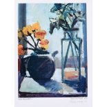 Brian Ballard RUA - FLOWERS & TEAPOT - Coloured Print - 13 x 10 inches - Signed