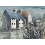 Michael Rod - HOUSE BY THE CANEL - Watercolour Drawing - 9 x 13 inches - Signed