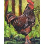 David Johnston - ROOSTER - Oil on Board - 12 x 10 inches - Signed