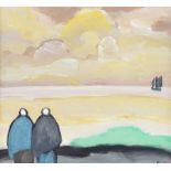 Markey Robinson - THE LAST BOAT - Gouache on Board - 11 x 11 inches - Signed