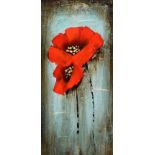 Irish School - POPPIES - Oil on Board - 24 x 12 inches - Signed